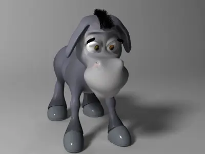 cartoon donkey Rigged Low-poly 3D model