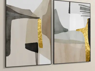 Plaster Two Photo Frame 232 Low-poly 3D model