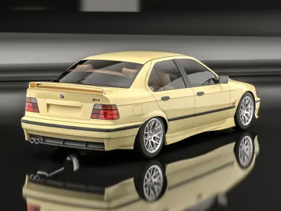 yellow sport car 3D model