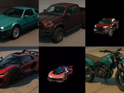 Sport Car bundle 15 pack 100 glb 3D model