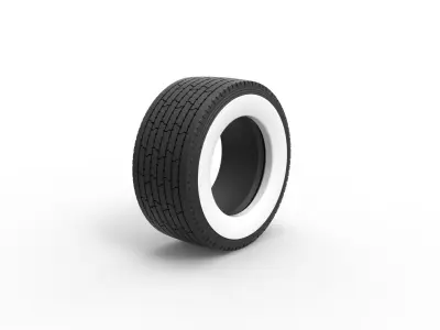 Super single semi Whitewall tire Version 3 Scale 1 to 25 3D print model