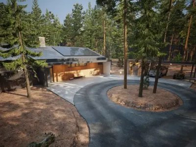 House in the Forest Modern House 3D model Low-poly 3D model