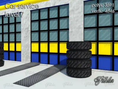Car service level Low-poly 3D model