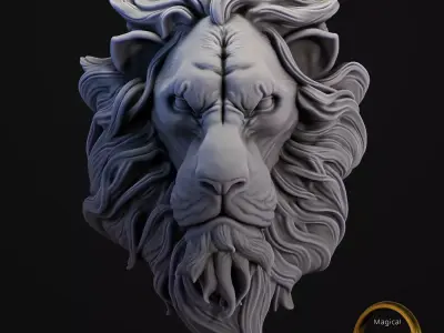 lion head wall decor 3D print model