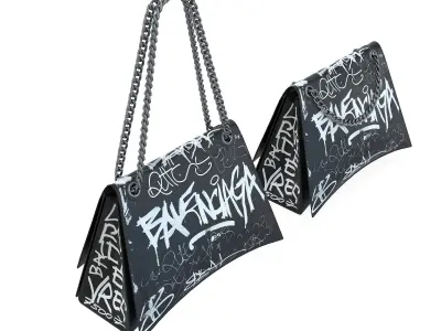 Balenciaga Crush Medium Chain Bag Graffiti Low-poly 3D model