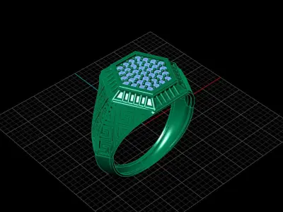 Print Ready STL 3DM  Gents Rings Diamond Men Ring  3D print model 194