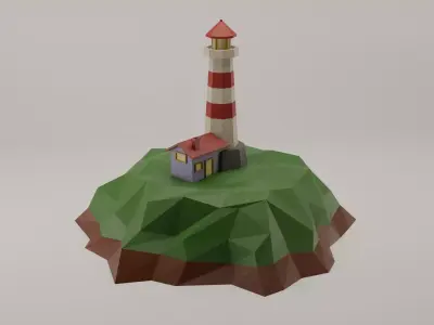 Low-poly lighthouse toy Free 3D model