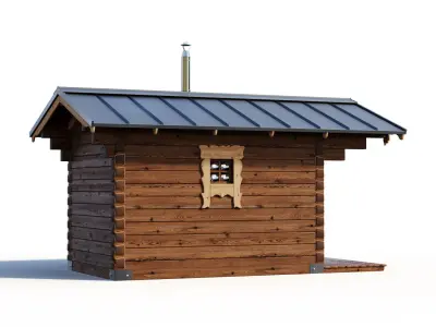 Bathhouse 01 made of timber 3D model