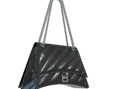 Balenciaga Crush Medium Chain Bag Quilted Black Low-poly 3D model
