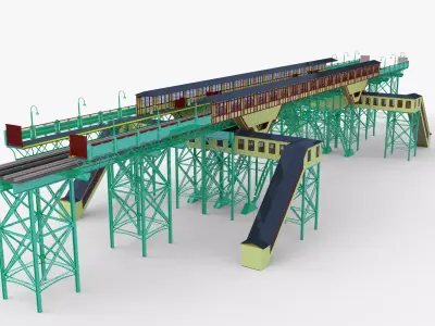 NYC bridge - metro station 3D model