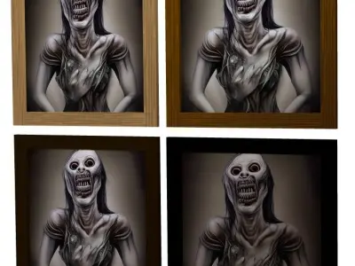 Artwork Picture Frame Paintings Horror Humanoids 3D model
