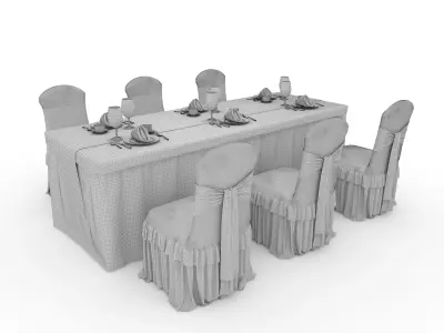 Banquet Table and Chair 136 3D model