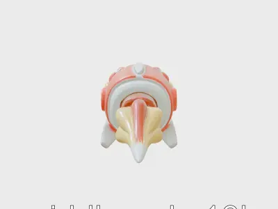 Cartoon Rocket Nightlight with Illuminators and Smoky Trail Low-poly 3D model