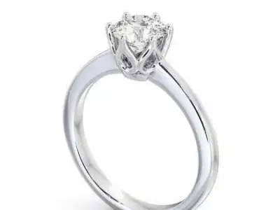 stl file solitaire diamond engagement ring gold 3D print model