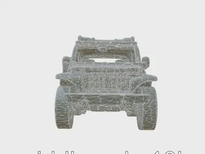 Cartoon Scout Jeep Toy with Binoculars and Skull Symbol Low-poly 3D model