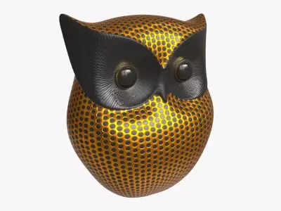 Metal Gold Owl Figurine 3D model