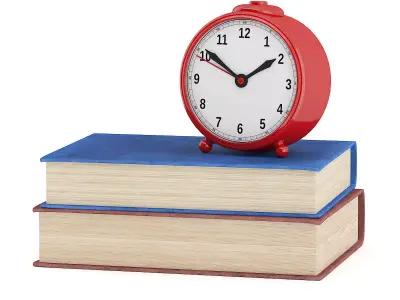 books and alarm clock Free 3D model