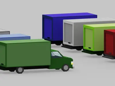  Voxel Truck Pack Low-poly 3D model