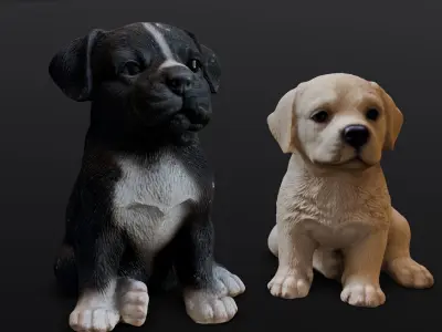 2 Cute Dogs Low-poly 3D model
