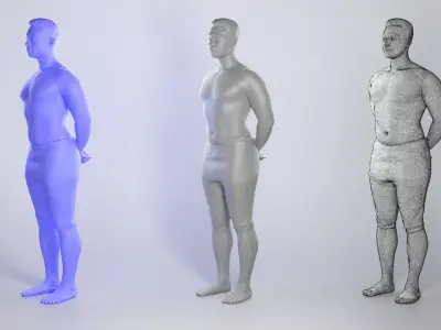 Athletic man in black shorts 313 Low-poly 3D model