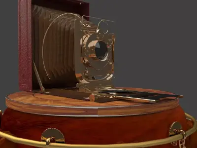 Chinese display stand with old camera 3D model