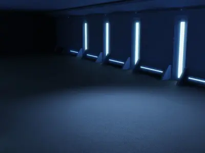 Neon sci fi studio Garage interior scene 3D model