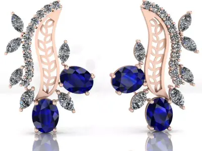 free oval and marquise jewelry earring  Free 3D print model