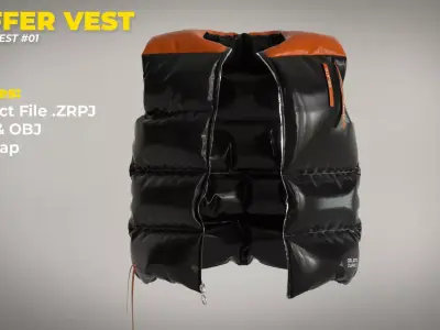 Modern Puffer Vest - Marvelous Designer Clo3D Project 3D model