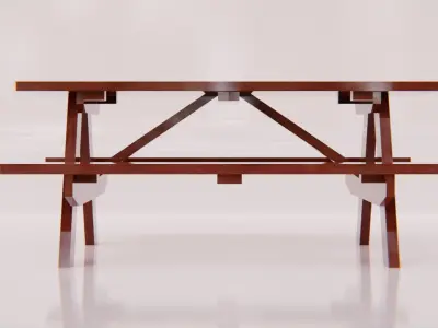 Picnic Table 3 colors Low-poly 3D model