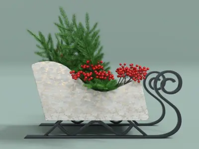 Decorative Sleigh Christmas Low-poly 3D model