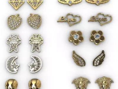 Aretes -Topitos para dama paquete de 10 -v- 3D print model