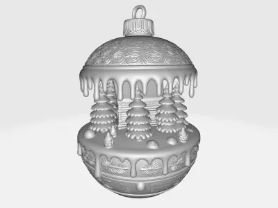 Charming Winter Cabin Christmas Ornament Snowy Holiday Village  3D print model