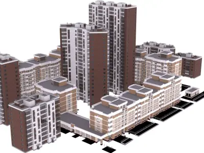 mini town buildings 3D model
