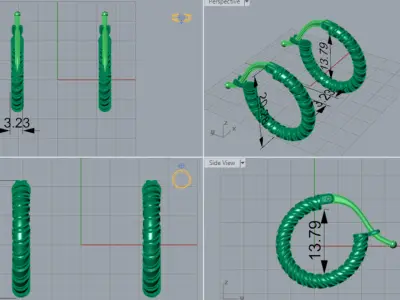 Two-tone rope design hoop earrings model ge0027 3D print model