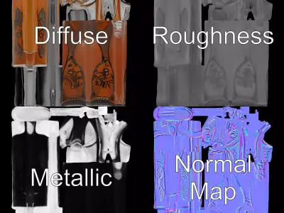 Engraved Flintlock Rifle model pack Low-poly 3D model