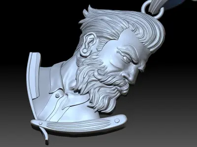 Barbershop  scissor Pendant  jewelry gold necklace Silver 3D print model