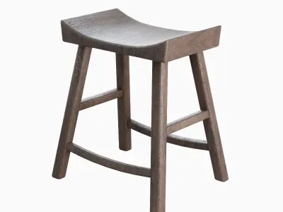 Old Wooden Chair 03 Low-poly 3D model