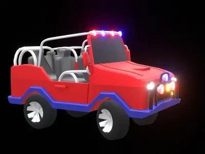 Low Poly Jeep 3D Model for Off-Road Games Adventure Scenes Low-poly 3D model