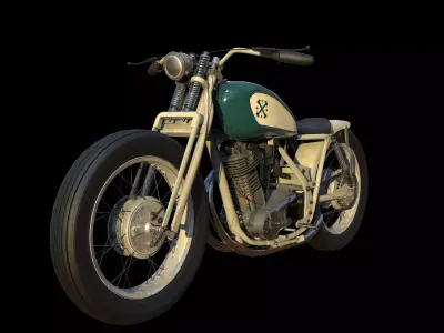 Motorcycle 3d model vintage Low-poly 3D model
