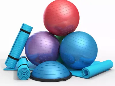 Fitness equipment set 3D model