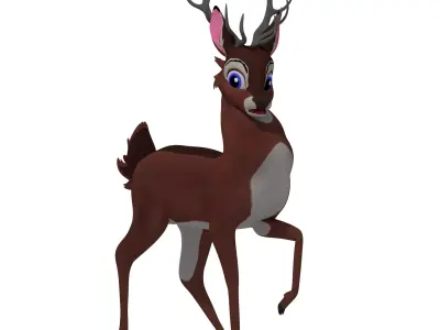 Male White Tail Deer Low-poly 3D model