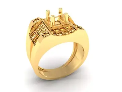 Luxury Geometric Diamond Men Ring  323 3D print model