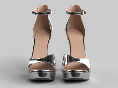 Unbranded Sandal 03 Women Platform Sandal grey Low-poly 3D model