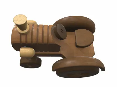 Wooden tractor toy 8 Free 3D model