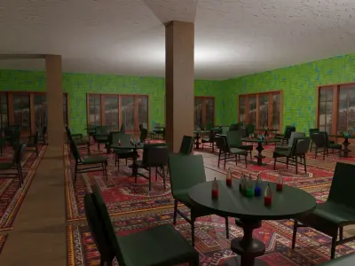 Coffee Shop Low-poly 3D model