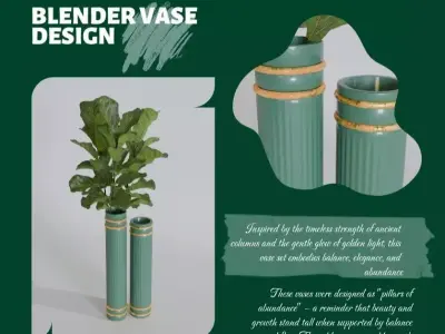 Golden Green Vase Set 03-Blender Procedural 3D Model 3D model