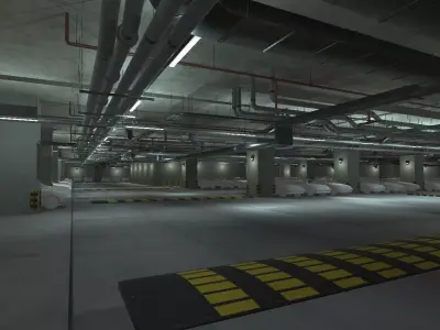 Indoor Parking Lot Low-poly 3D model