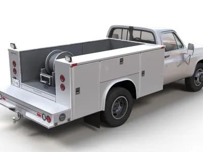 80s Service Truck Low-poly 3D model