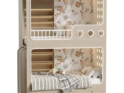 Bunk-bed-for-kids-001 3D model