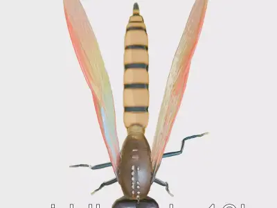 Cybernetic Dragonfly with Photonic Wings Low-poly 3D model